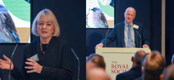 Judith Batchelar OBE (left) and Lord Cameron (right) speaking at the UKCEH strategy launch