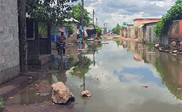 Flooded street in Zambia